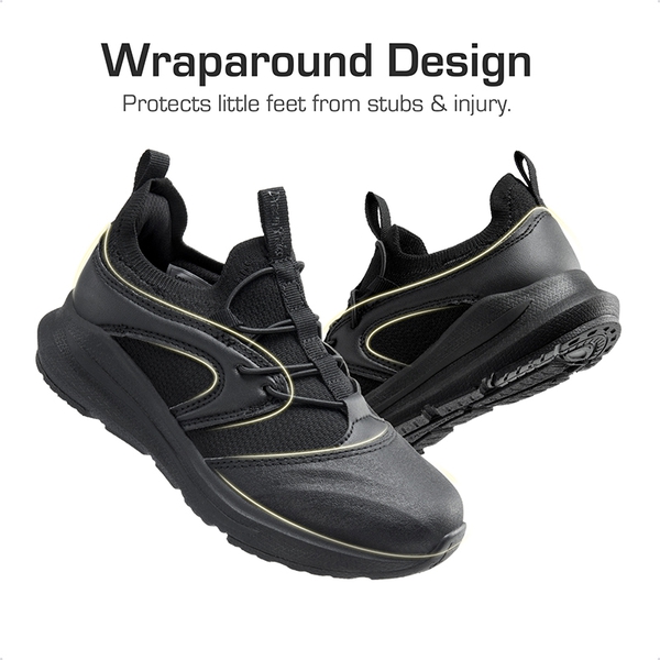 [DuraPlay Sheild Runner] Kids Lightweight Slip on Sneakers - BLACK - 2